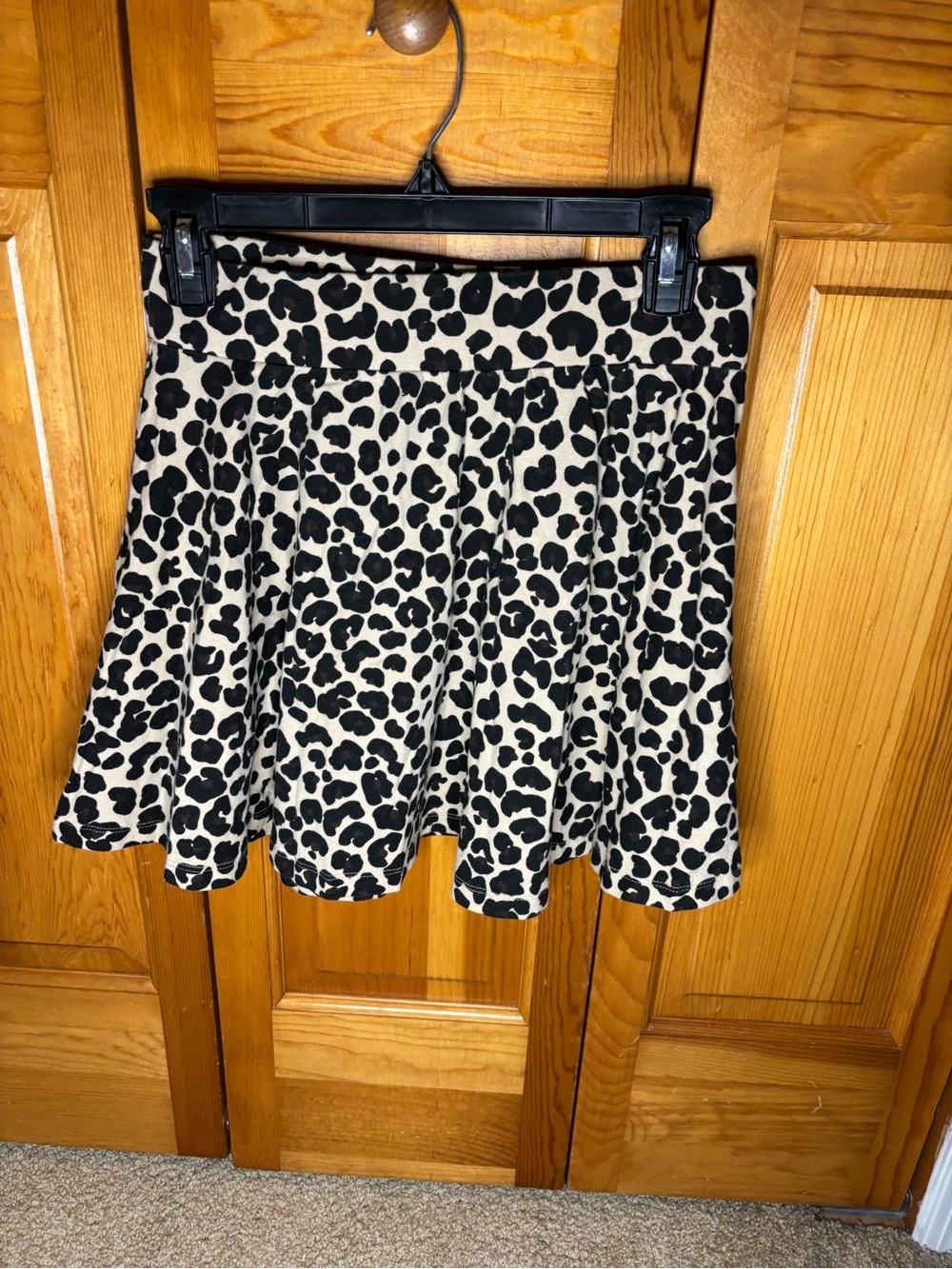 Nordstrom Black on Cream Leopard Print Circle Skirt